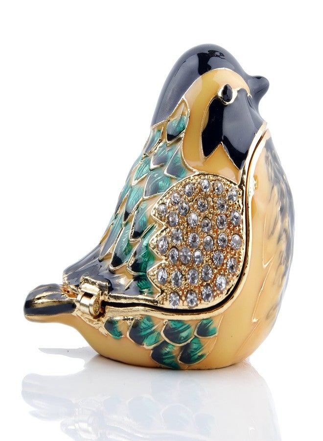 SEVENBEES Hand Painted Robin Bird Trinket Box Hinged Jewelry Box with Crystals, Rings Earrings Necklace Storage, Home Decor Crafts, Unique Animal Figurine Collectible Gift - Image 1